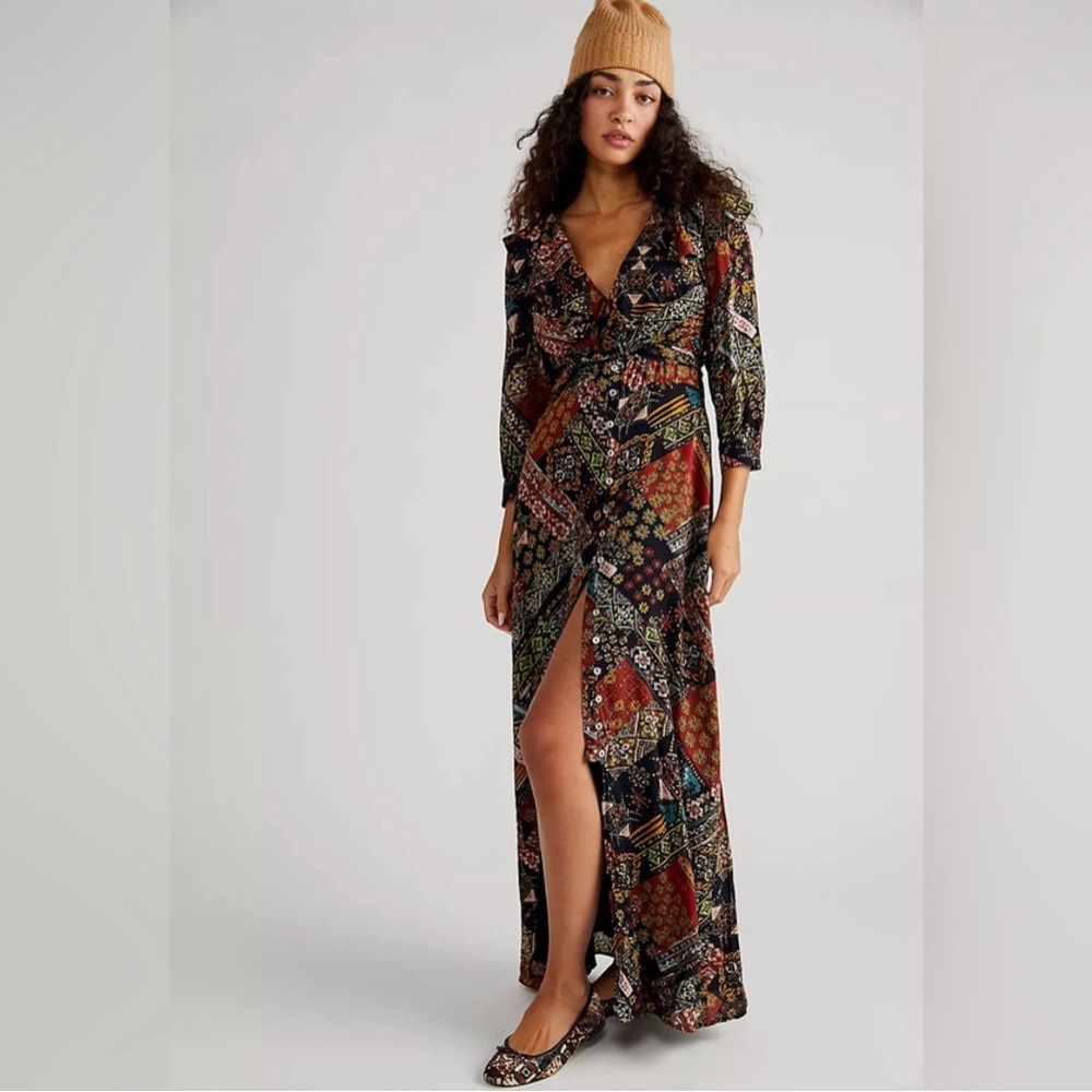 Free People Multicolor Patchwork Maxi Dress
